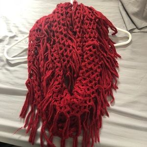 Red fringe scarf